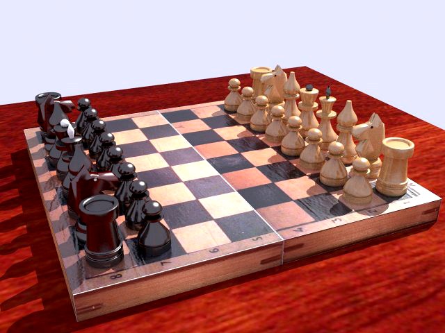 Classic Wooden Chess 3D Model