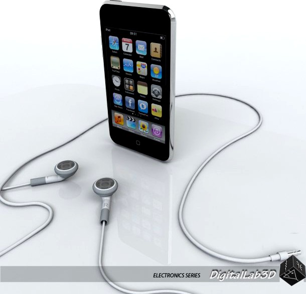 Touch 2nd gen with Earphones 3D Model