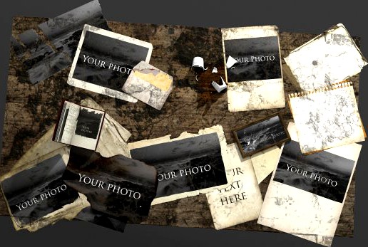 Photos aged on table 3D Model