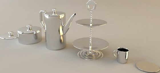 Tea Set with Teapot 3D Model