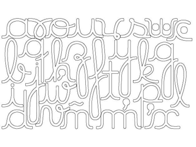 Sandpaper Letters cursive lower case Montessori for laser cutting by atamblay