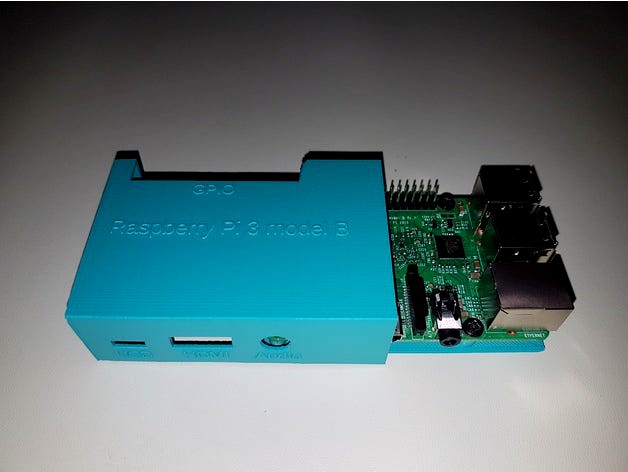 Raspberry Pi 3 Model B sliding support plate and case by Rural-Geek