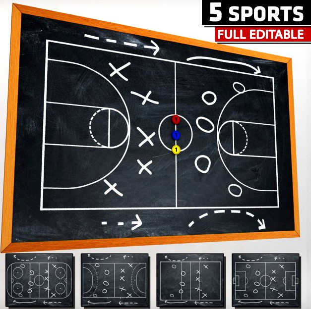 Sport chalkboard tactical low poly 3D Model