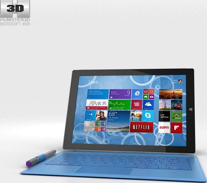 Microsoft Surface Pro 3 Cyan Cover 3D Model