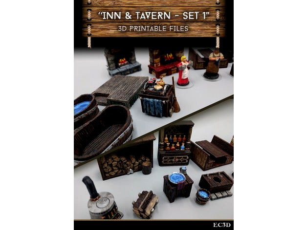 Inn & Tavern Items - Set 1 - 28mm gaming - Sample Items by ecaroth