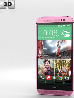 HTC One M8 Pink 3D Model