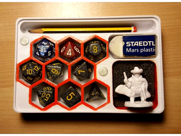 Custom x9 dice, pencil, rubber, figure holder by _Parzival