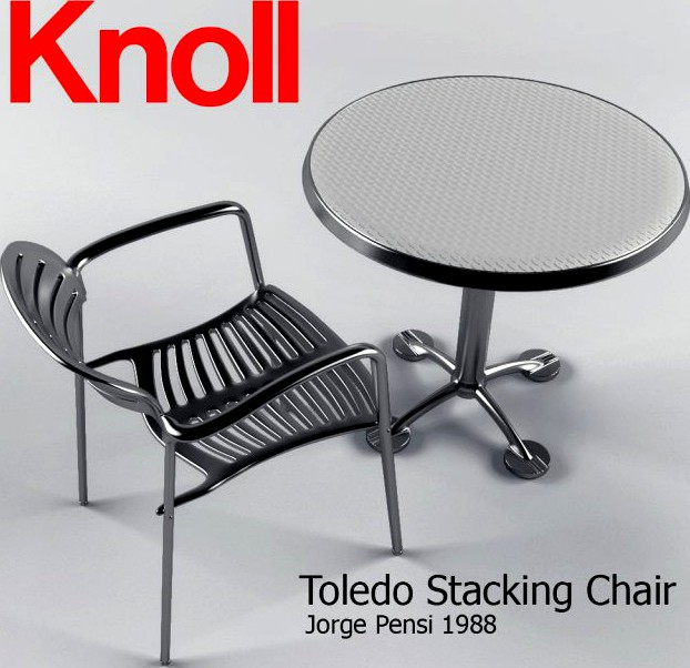 Toledo Stacking Chair and Table 3D Model