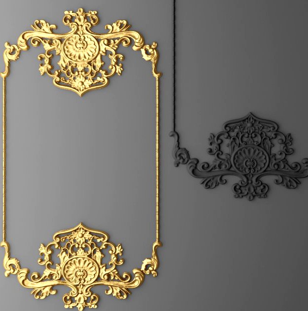 Baroque frame stucco 3D Model