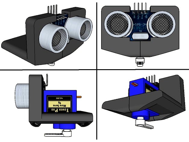 Ultrasonic Sensor Arduino Microservo mount by Seth2Christ