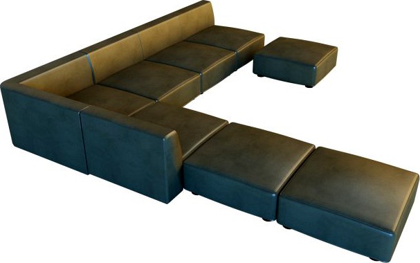 Leather corner sofa big 3D Model