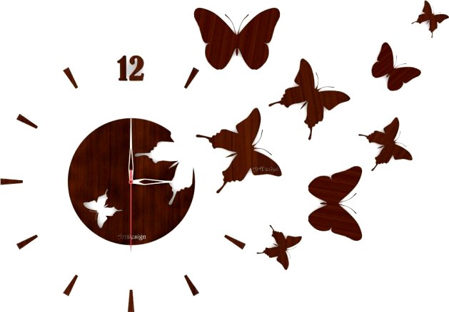 Wall clock with butterfly 3D Model