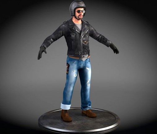 Classic Biker Harley Rider 3D Model