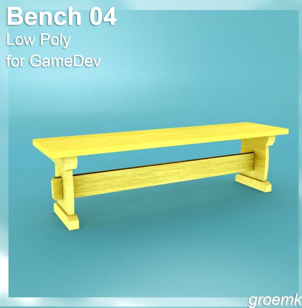 Low Poly Bench 4 for Game Dev 3D Model