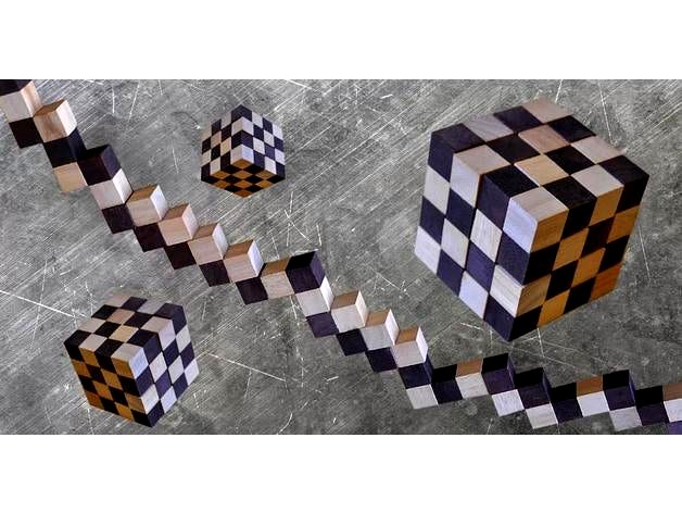 Snake Cube Puzzle Large 4x4 or Small 3x3 by ukwebb