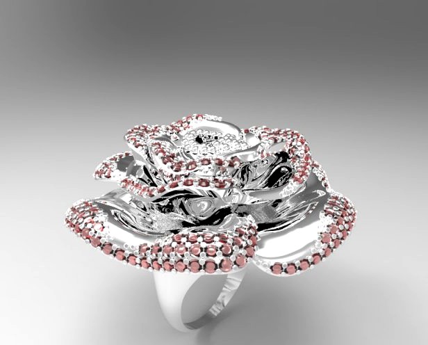 Very big flowers ring 3D Model