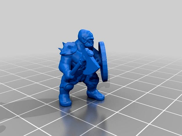 18mm orcs for D&D in dynamic pose with weapon and shield by PhysUdo