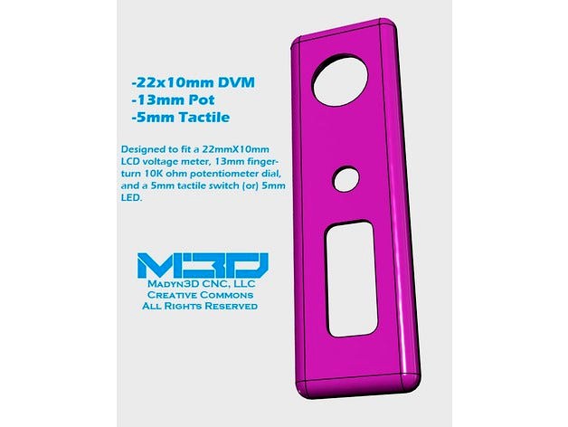 .28" LCD Voltmeter & Potentiometer Faceplate by Madyn3D-CNC_LLC