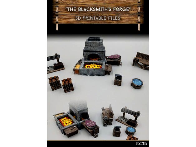 Blacksmith Forge and Workshop - 28mm gaming - Sample items by ecaroth