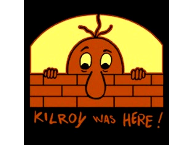 Kilroy Was Here! Vintage WWII Era Sign Litho by chryslerjunkandstuff
