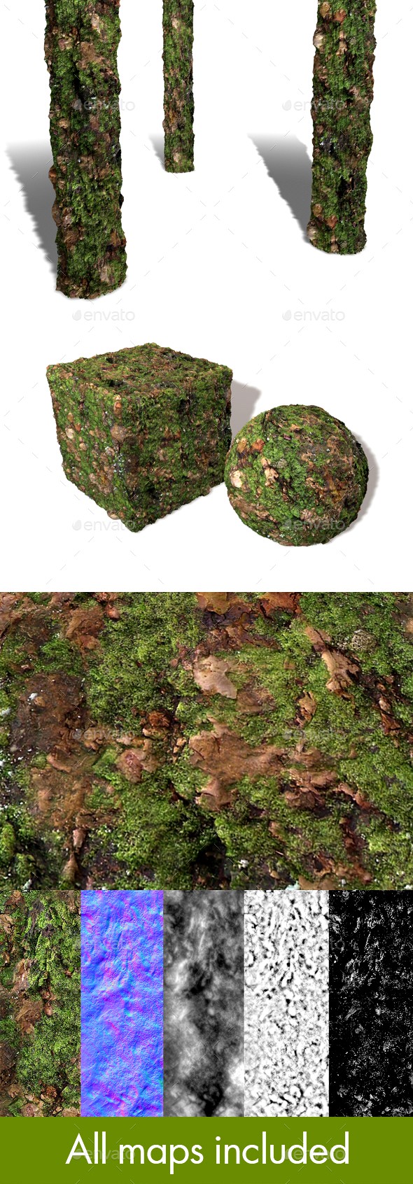 Thick Mossy Bark Seamless Texture 1