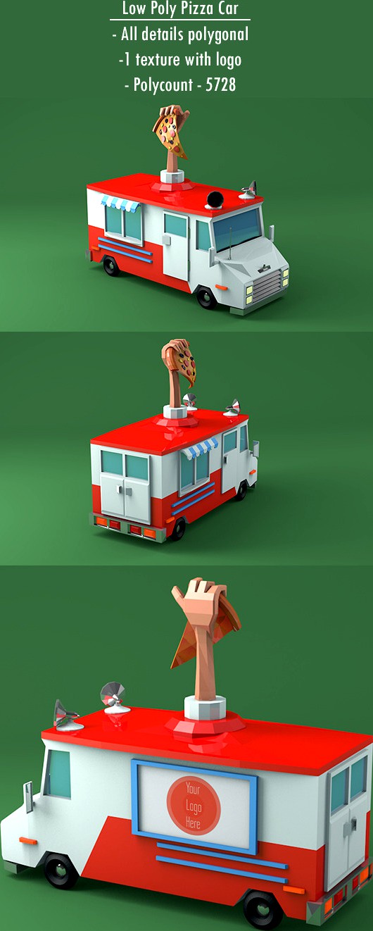 Low Poly Pizza Car