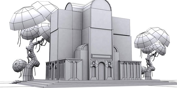 Low Poly Arch Building