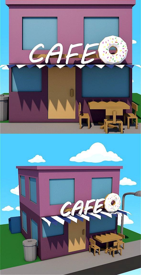 Low poly cafe