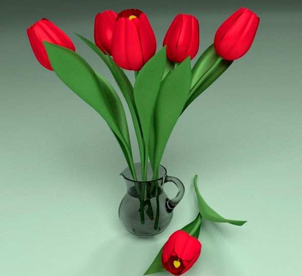 Tulips in a glass jar