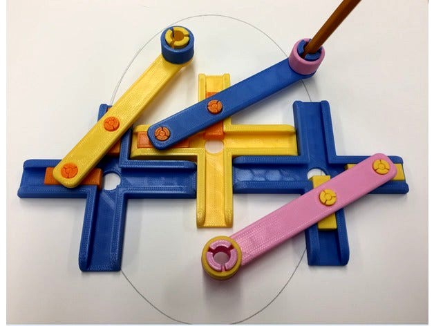 Trammel of Archimedes, Snap, Ellipsograph, Ellipse, Math, Model by lgbu