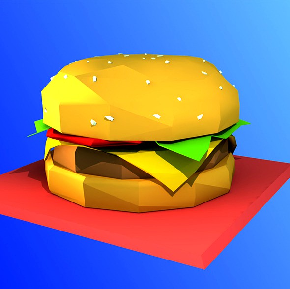 Low Poly Hamburger Model