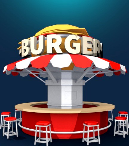 Burger Stand Low Poly