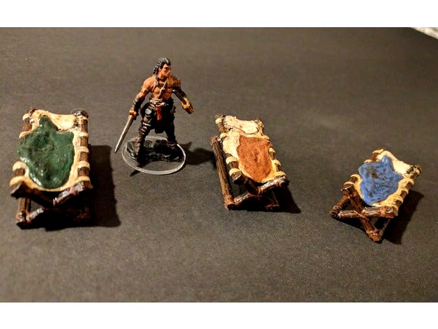 Adventurer's Camp - Log Cot - 28mm gaming by ecaroth
