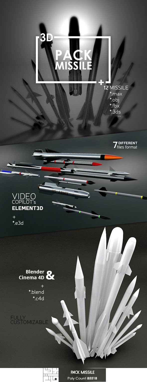 Pack Missile 3D Model