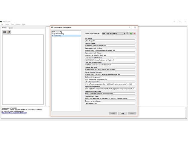 DXF2GCODE M42 Laser postprocessor configuration by maikll