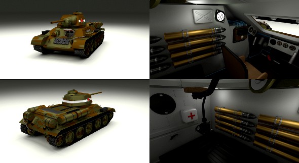 T34/76 with Interior Camo 3D Model