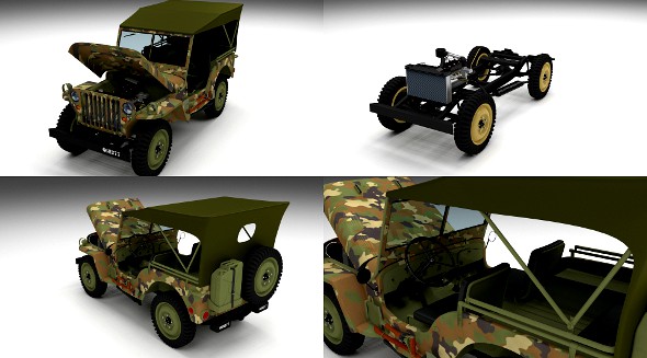 Full (w chassis) Jeep Willys MB Military Camo