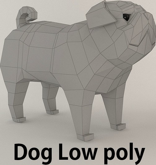 The Pug dog Low poly