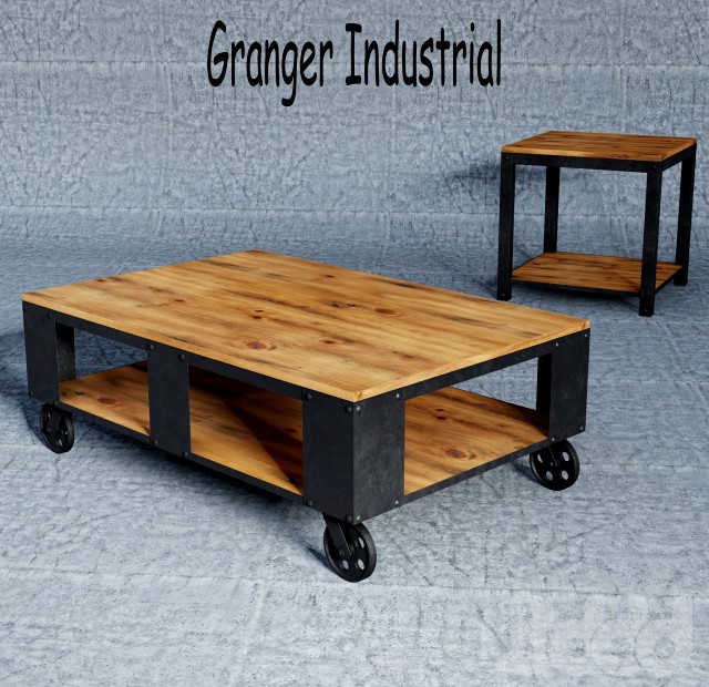 Granger Industrial Rustic Storage Occasional Table