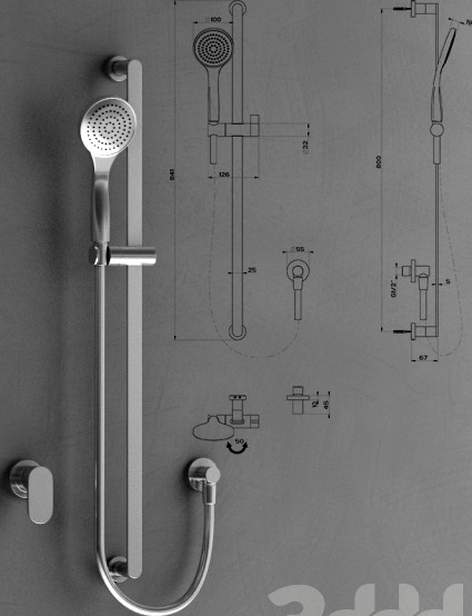 Sliding Rail with Handshower