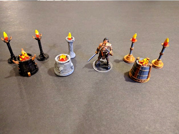 Standing Torches & Braziers - 3 styles - 28mm gaming by ecaroth