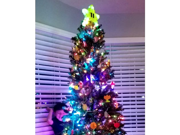 Lighted Super Mario Bros. Pixel Star Christmas Tree Topper by gambit951