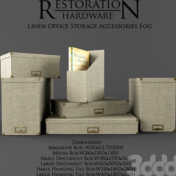 Restoration Hardware/Linen Office Storage Accessories Fog