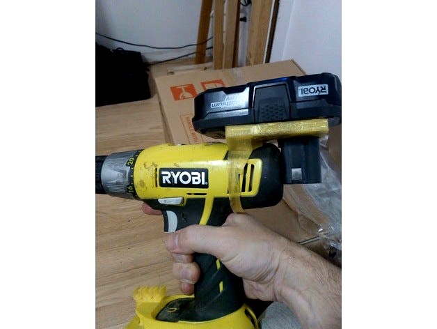 Ryobi One+ Drill Piggyback 2nd Battery Holder by esromj