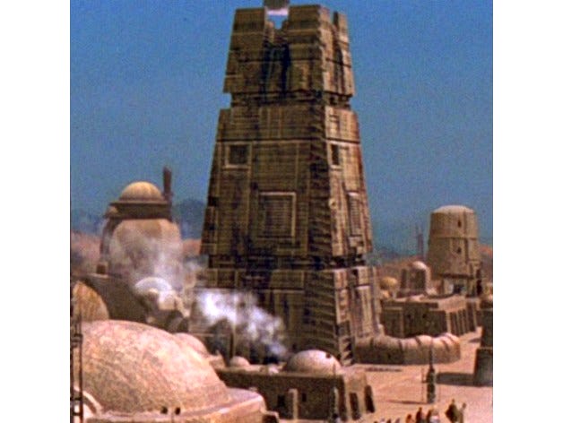 Mos Eisley tower and speeder by dukncuver