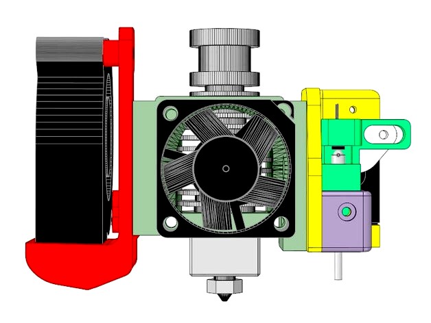 Compact AIO Fan with retractable Z-Probe for E3D V6/clone Hotend by Fish2head