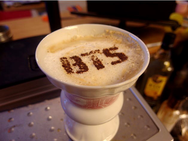 BTS coffee stencil by Oscarko
