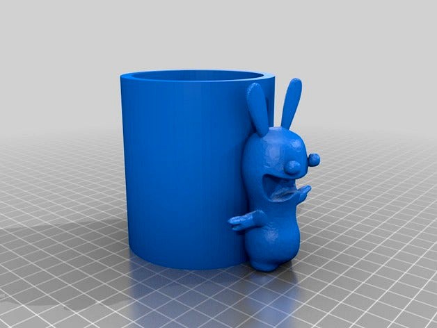 Pot a crayon lapin crétin by Hexawar
