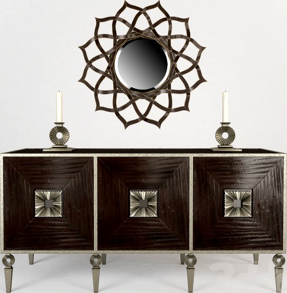 Artisan media cabinet with wall mirror