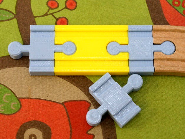 Toy Wood Train Track - Double Connector Shorter - rmx by MixedGears